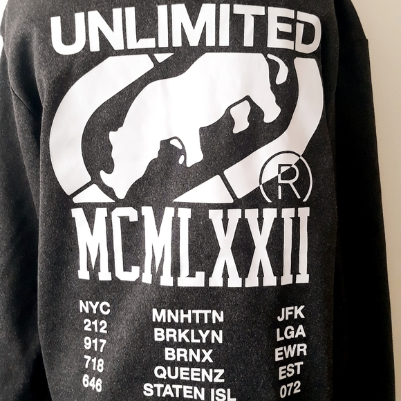 Ecko Unlimited Men's NYC Manhattan Hoodie - Size Medium Gray Sweatshirt - Picture 9 of 11